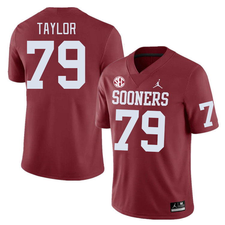 Men #79 Jake Taylor Oklahoma Sooners 2024 SEC Conference College Football Jerseys-Crimson